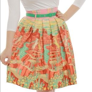 Lindy Bop Julia Pink Western Print Swing Skirt with belt